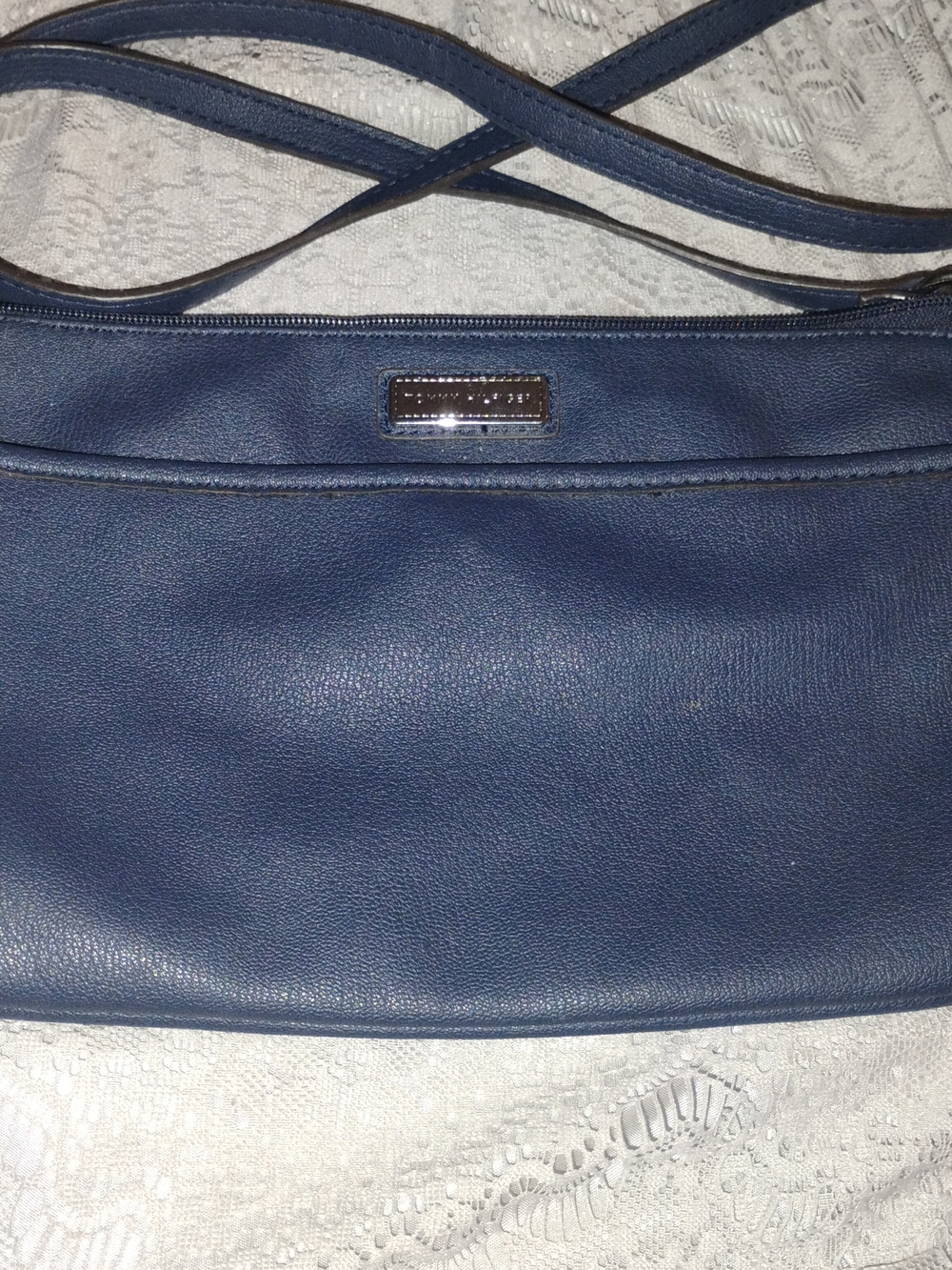 Tommy Hilfiger Navy Leather Crossbody Bag